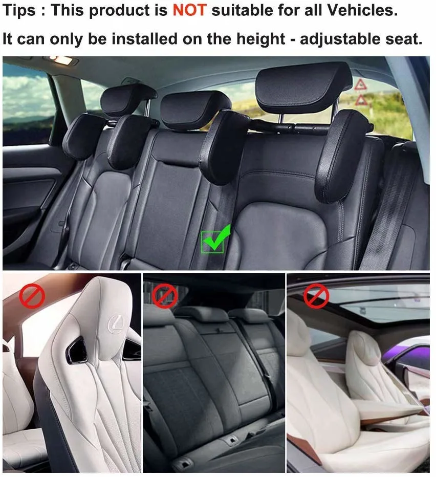 Car Seat Headrest Pillow Car Travel Headrest Adjustable PU Leather Head Neck Pillow Headrest for Travel Sleep Neck Support Esg12965
